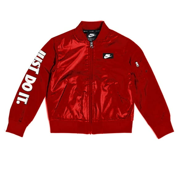 Nike Little Boys Lightweight Padded Zip Front Bomber Jacket (Red, 4)