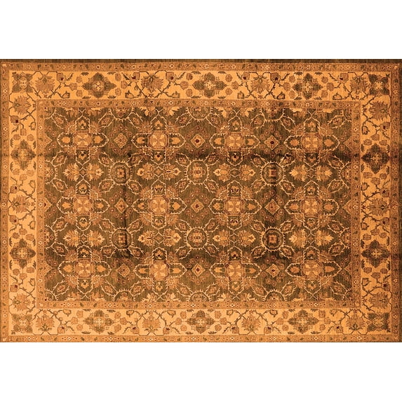 Ahgly Company Indoor Rectangle Oriental Orange Traditional Area Rugs, 7' x 10'