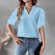 thumbnail image 3 of Mujeres Manga Corta de Verano Tops Suelto Color Sólido Cuello en V Casual Top, Blusa de Poliéster para las Mujeres, Lavado de Manos Primavera Y Moda de Verano, 3 of 7