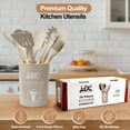 thumbnail image 6 of Lux Decor 35 Piece Kitchen Utensils Set - High Heat Resistant Wooden Handle Silicone Cooking Utensils Set with Utensils Holder, BPA Free Cookware - Dishwasher Safe kitchen utensils - Khaki, 6 of 7