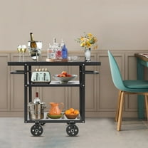 Rolling Bar Cart Industrial Mobile Serving Cart Trolley Kitchen Storage 3 Tiers