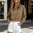 thumbnail image 2 of Meichang Cropped Sweatshirt for Women Plain Crewneck Sweatshirts Fall Long Sleeve Drop Shoulder Pullover Tops Khaki XL, 2 of 8