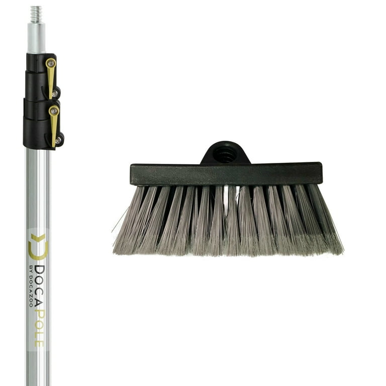 DocaPole Soft Bristle Scrub Brush 5 12 Foot Extension Pole Car Wash Brush Extension Pole Long Handle Scrub Brush and Deck Brush for House Siding