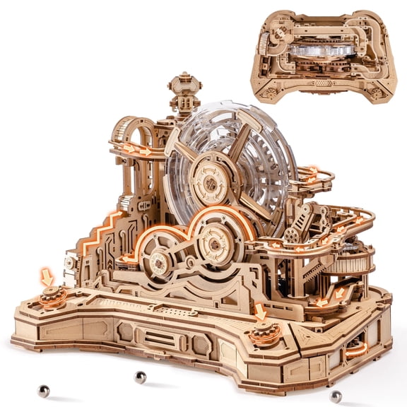 ROBOTIME Wooden 3D Puzzle - Gear Ball Challenge Building Kits for Home Decor, 653PCS DIY Puzzle Toys Model Craft Kits to Build, Gifts for Adults & Kids