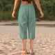 thumbnail image 4 of Pantalones Sueltos Capri para las Mujeres Casual Color Sólido Elástico Suelto Capris con Bolsillo, Pantalones de Poliéster Spandex, Lavado a Mano Casa Al Aire Libre, 4 of 6