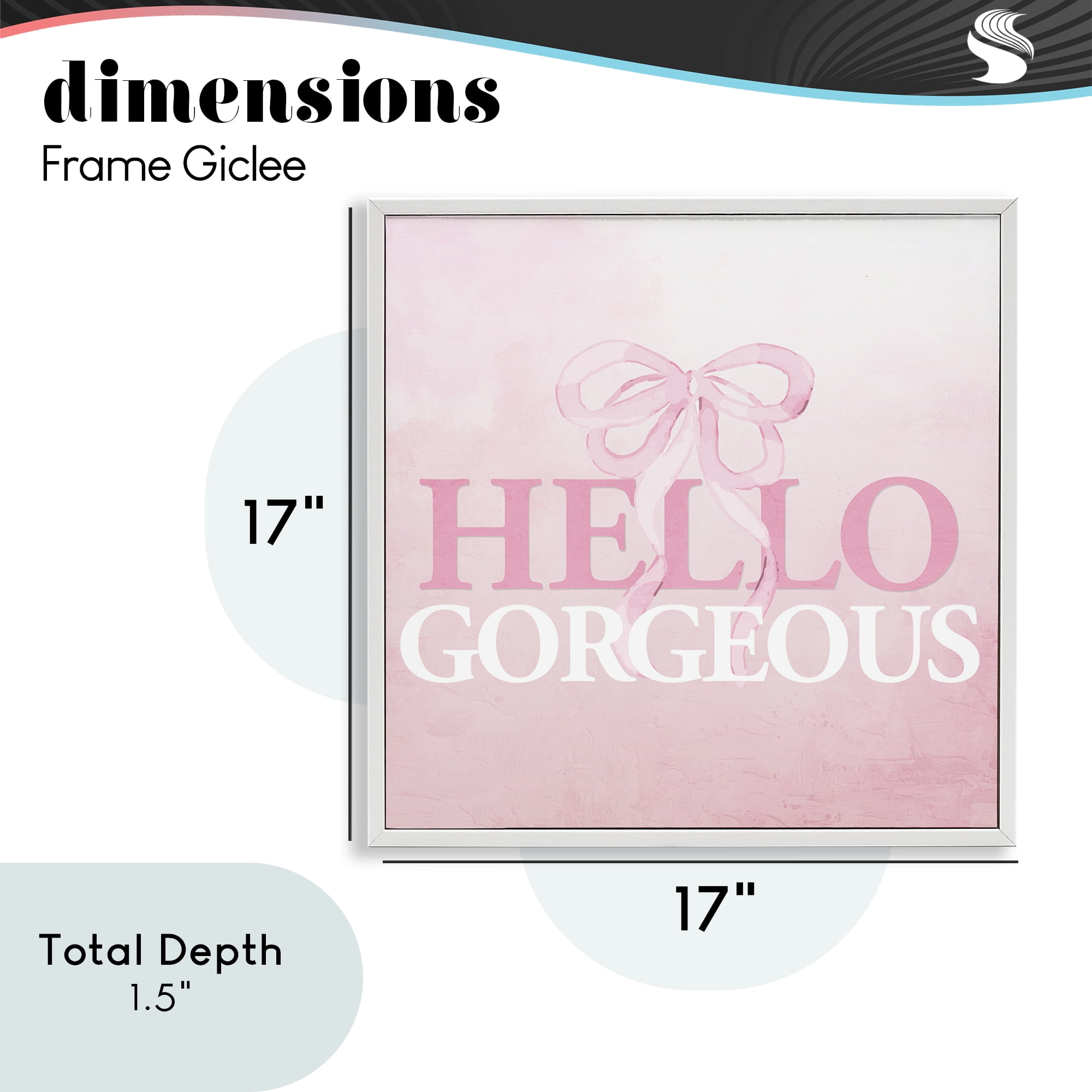 Feminine Hello Gorgeous White Framed Giclee Art, design by Kim Allen
