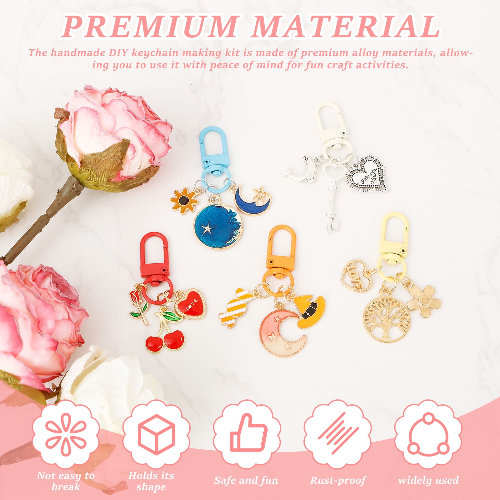 Threns Unique Keychain Making Kit Versatile Effortless Assembly DIY Bag Charm Kit for Beginners and Advanced Crafters