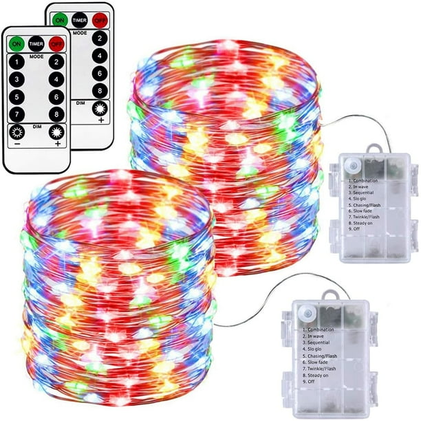 HQZY Fairy Lights Colorful Battery Operated, Waterproof Copper Wire