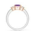 thumbnail image 2 of ANGARA Natural 1.5 ct Amethyst and Diamond Three Stone Ring in 14K White & Rose Gold for Women (Size-8x6mm) | February Birthstone, Anniversary, Jewelry Gift for Women | Natural Amethyst Ring, 2 of 9