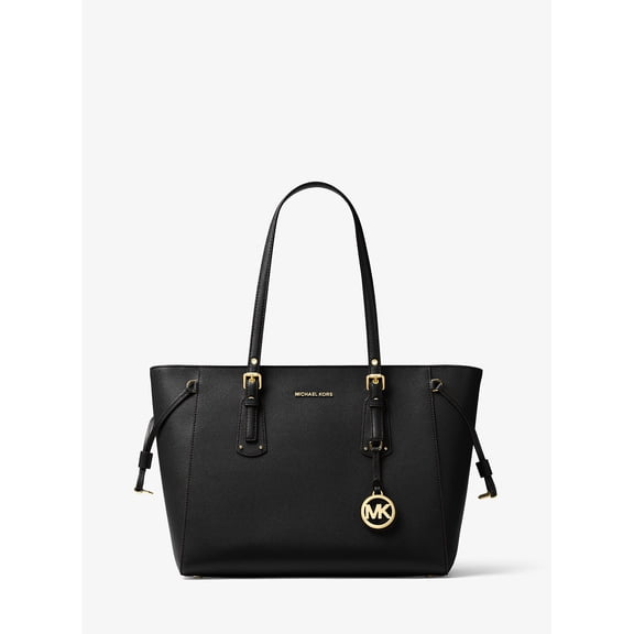 Michael Kors Voyager Medium Crossgrain Leather Tote Bag ,Black