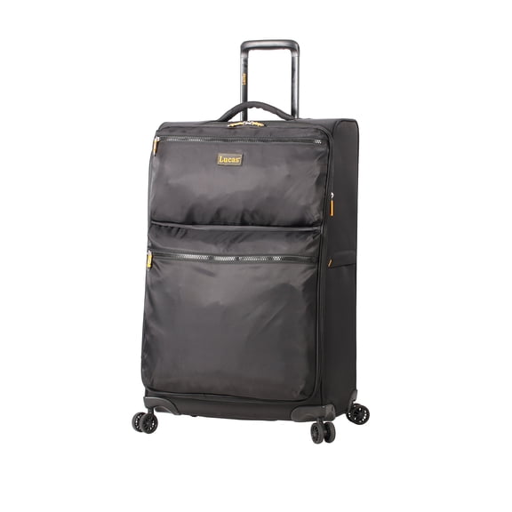 Lucas  Expandable 24 inch Softside Spinner - Checked Luggage with 8-Rolling Spinner Wheels (Black)