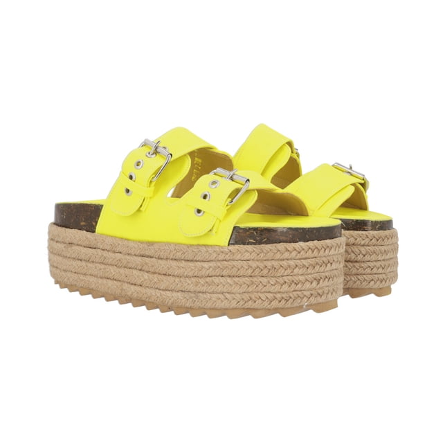 Sandalia De Plataforma con Yute para Mujer Cabra Piel Neon Platonia LAIA-05-NEON