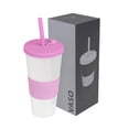 thumbnail image 3 of Vaso plástico de doble pared con acabado frosty, manga de silicón rosa 10 x 20.5, 3 of 3