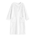 thumbnail image 4 of Mifsaly Womens Long Fleece Nightgown Plush Sleep Dress Long Sleeve Crewneck Warm Bathrobes with Pockets White,M, 4 of 7