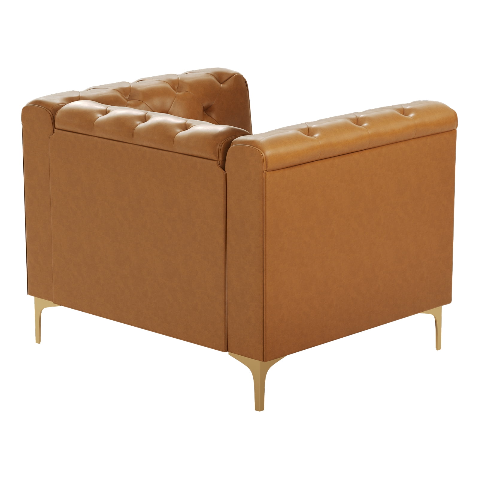 BLAZANT 40” Chesterfield Single Sofa, Upholstered Faux Leather Accent Chair, High Resilience Single Vintage Tufted Couch with Deep Seats & Metal Legs, Mid Century Modern for Living Room