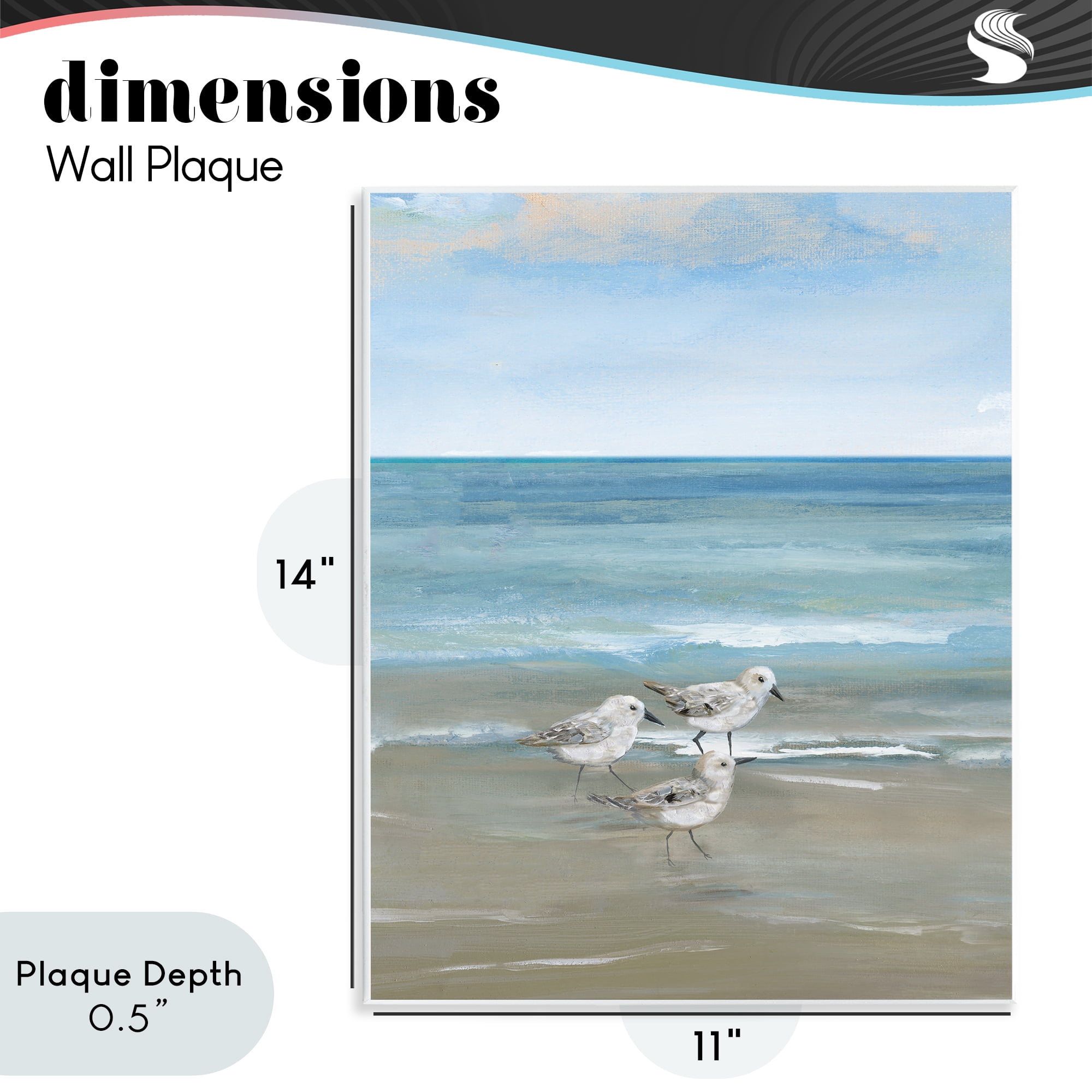 Stupell Industries Three Shorebirds & Gentle Waves Wall Plaque Art, design by Nan