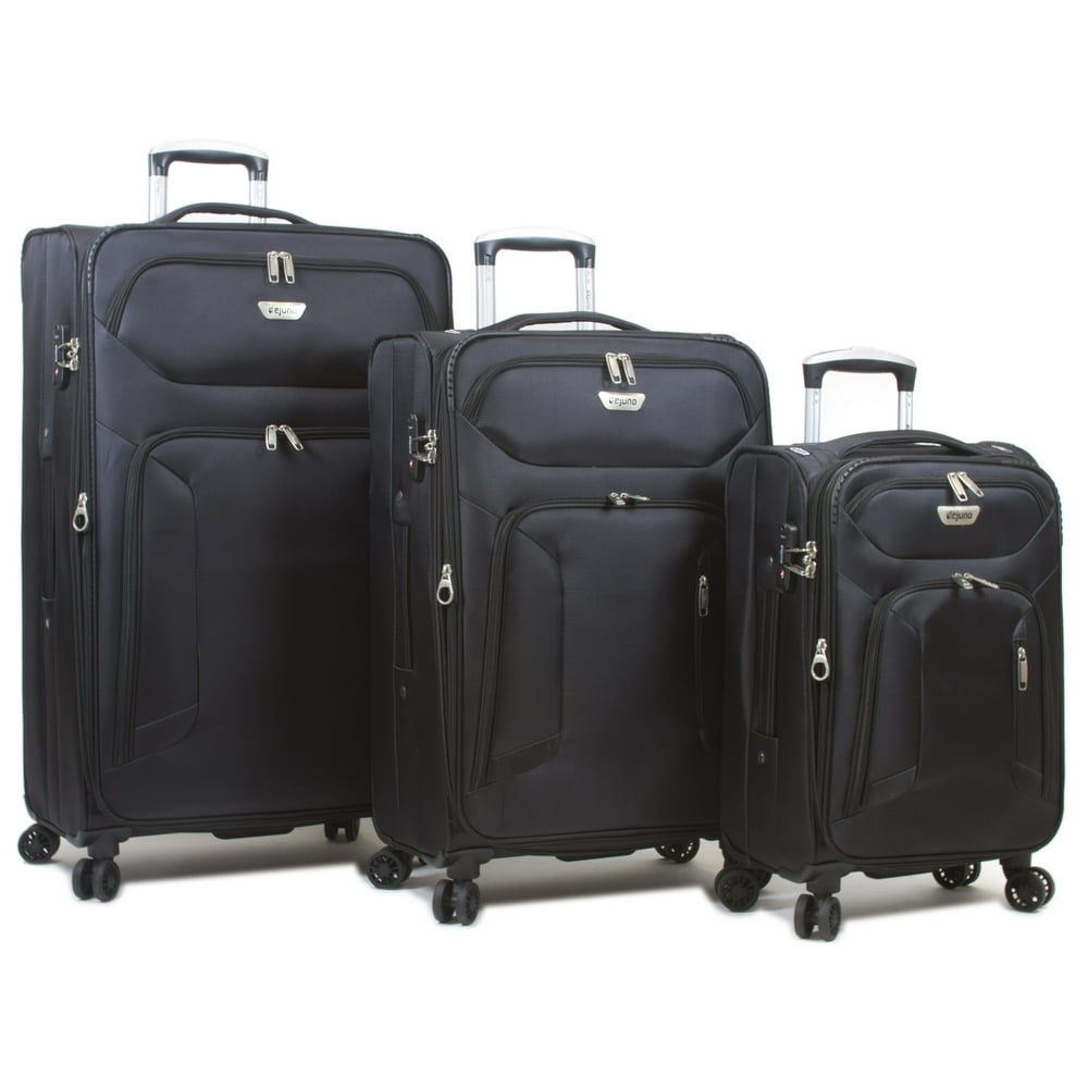 Dejuno Dejuno Cirrus Lightweight Nylon 3Piece Spinner Luggage Set Black