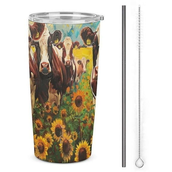 20oz Insulated Stainless Steel Tumbler,Farm Cows Double Wall Vacuum Travel Coffee Mug