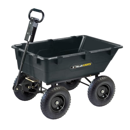Gorilla Carts GOR866D Heavy-Duty Garden Poly Dump Cart with 2-In-1 Convertible Handle, 1,200-Pound Capacity, 40-Inch by 25-Inch Bed, Black Finish