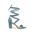 thumbnail image 3 of BLISSFUL STEP Women's Shoes Lace Up Chunky Heels Open Toe Faux Suede Sandals Haze Blue 9.5, 3 of 7