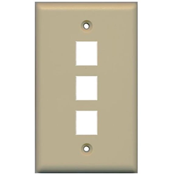 RiteAV Blank Wall Plate for Keystone Jacks - Ivory 1 Gang 3 Port