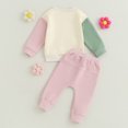 thumbnail image 4 of Gupgi 2Pcs Baby Boy Girl Fall Winter Clothes Rainbow Color Block Crewneck Sweatshirt Tops Solid Pants 0-3 Years, 4 of 9