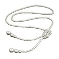 thumbnail image 2 of Eosunjian Faux Pearl Necklace White Color Knotted Beaded Long Tassel Neck Chain Elegant Dress-Up Alloy Jewelry Women Dress Sweater Necklace Accessories Jewelry Gift White, 2 of 13