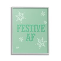 Stupell Industries Funny Festive AF Phrase Holiday Painting Gray Framed Art Print Wall Art, 16 x 20