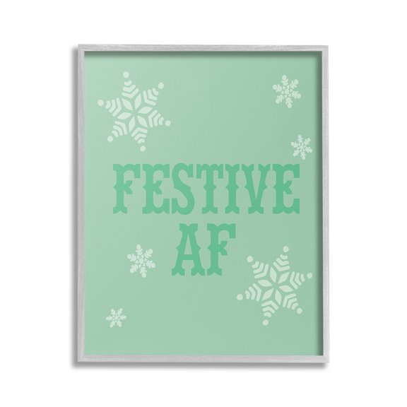 Stupell Industries Funny Festive AF Phrase Holiday Painting Gray Framed Art Print Wall Art, 16 x 20