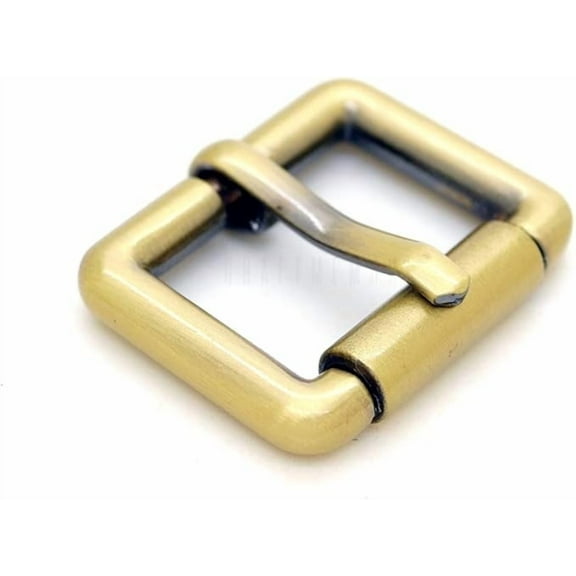 Single Prong Roller Belt Buckles Square Metal Strap Belt Loop Buckle 4 pcs SCRR (1 Inch, Brushed Brass)