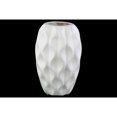 thumbnail image 1 of Embossed Wavy Patterned Round Ceramic Vase With Tapered Bottom, Matte White, 1 of 1