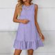 thumbnail image 2 of TaTaai Women's Lightweight Slip Mini Dress Solid Color Round Neck Sleeveless Casual Polyester Summer Dress Gift, 2 of 7