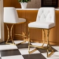 thumbnail image 7 of Ninecer 24" Counter Height Bar Stools Set of 2, PU Leather Counter Stool Chairs with Full Back for Home Kitchen Island, Beige & Gold, 7 of 7