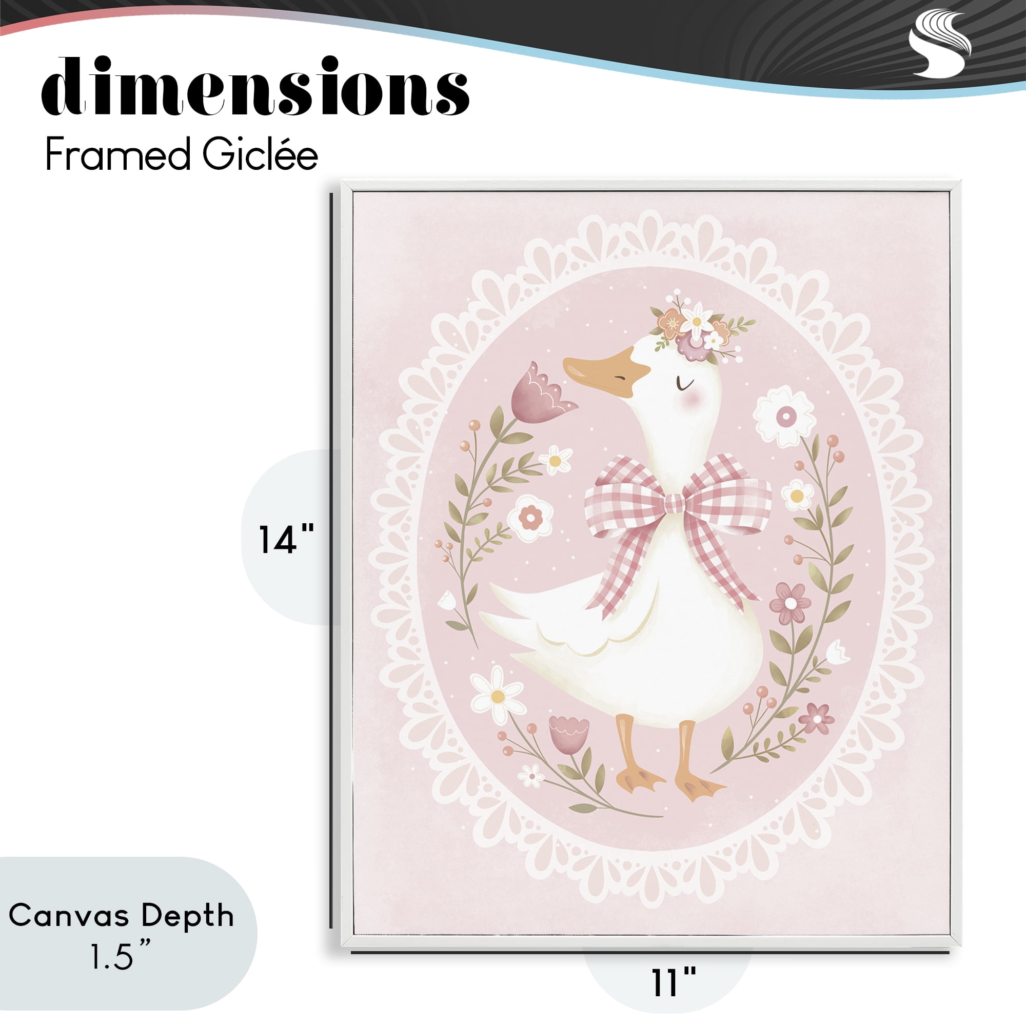Stupell Industries Pink Floral Spring Goose White Framed Giclee Art, design by Penny Aguilera