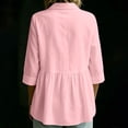 thumbnail image 3 of Neewe Womens Lapel 3/4 Sleeve Button Down Shirts Cotton Linen Tops Plain V Neck Casual Loose Fit Blouses, 3 of 5