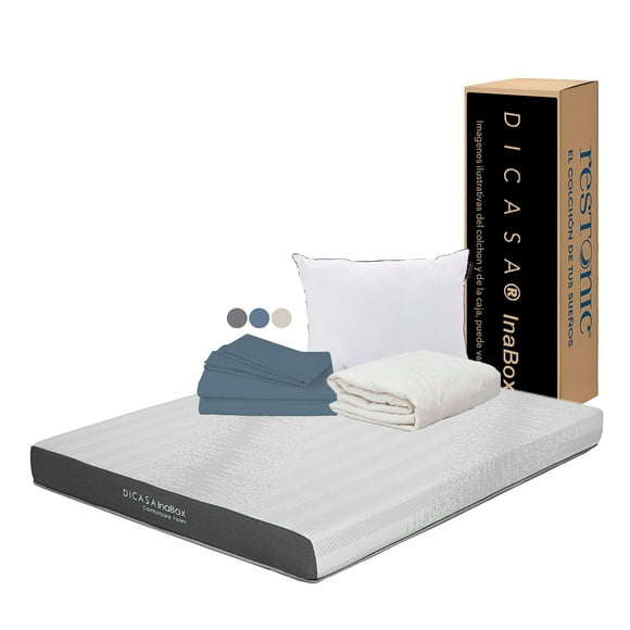 Colchón en caja DICASA InaBox Queen Size + Sábanas + Protector de Colchón + Almohada