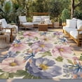 thumbnail image 2 of Vintage Flowers Outdoor Rug for Patio/Deck/Porch, Non-Slip Large Area Rug 3 x 5 Ft, Spring Watercolor Floral Dragonflies Beige Indoor Outdoor Rugs Washable Area Rugs, Camping Rug Carpet Runner, 2 of 8