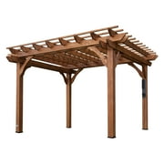 Backyard Discovery Beaumont 12x10 Cedar Wood Patio Pergola Kit, Trellis Roof, PowerPort