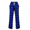 thumbnail image 3 of cfhntfmh Pajama Pants for Women Loose Elastic Waist Plaid Print Pants Wide Leg Sleepwear Lounge Pants with Pocket, 3 of 6