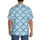 thumbnail image 3 of Balery Blue Fish Scale Texture Camisa Casual de Manga Corta con Botones para Hombre, Texturizada, Estilo Cubano, para Playa, Verano-Large, 3 of 5