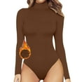 thumbnail image 2 of TAIAOJING Women's Long Sleeve Bodysuit Women Fashion Turtle Neck Long Sleeve Solid Plush Tops Bodysuit Jumpsuit Yoga Rompers, 2 of 6