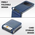 thumbnail image 6 of for Galaxy Z Flip 4 5G Case with Card Holder Hard PC Premium Leather Wallet Case for Women Girls Men Anti-Scratch Anti-Drop Protective Slim Cover with Card Slot-Blue, 6 of 14