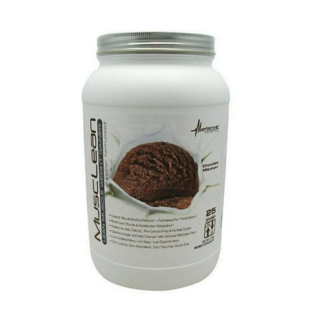Metabolic Nutrition - Musclean - Chocolate Milkshake Weight Gainer, Whey High Protein Meal Replacement, Maintenance Nutrition, Low Carb, Keto Diet, Digestive Enzymes, Chocolate, 2.5 Pound (25 ser)