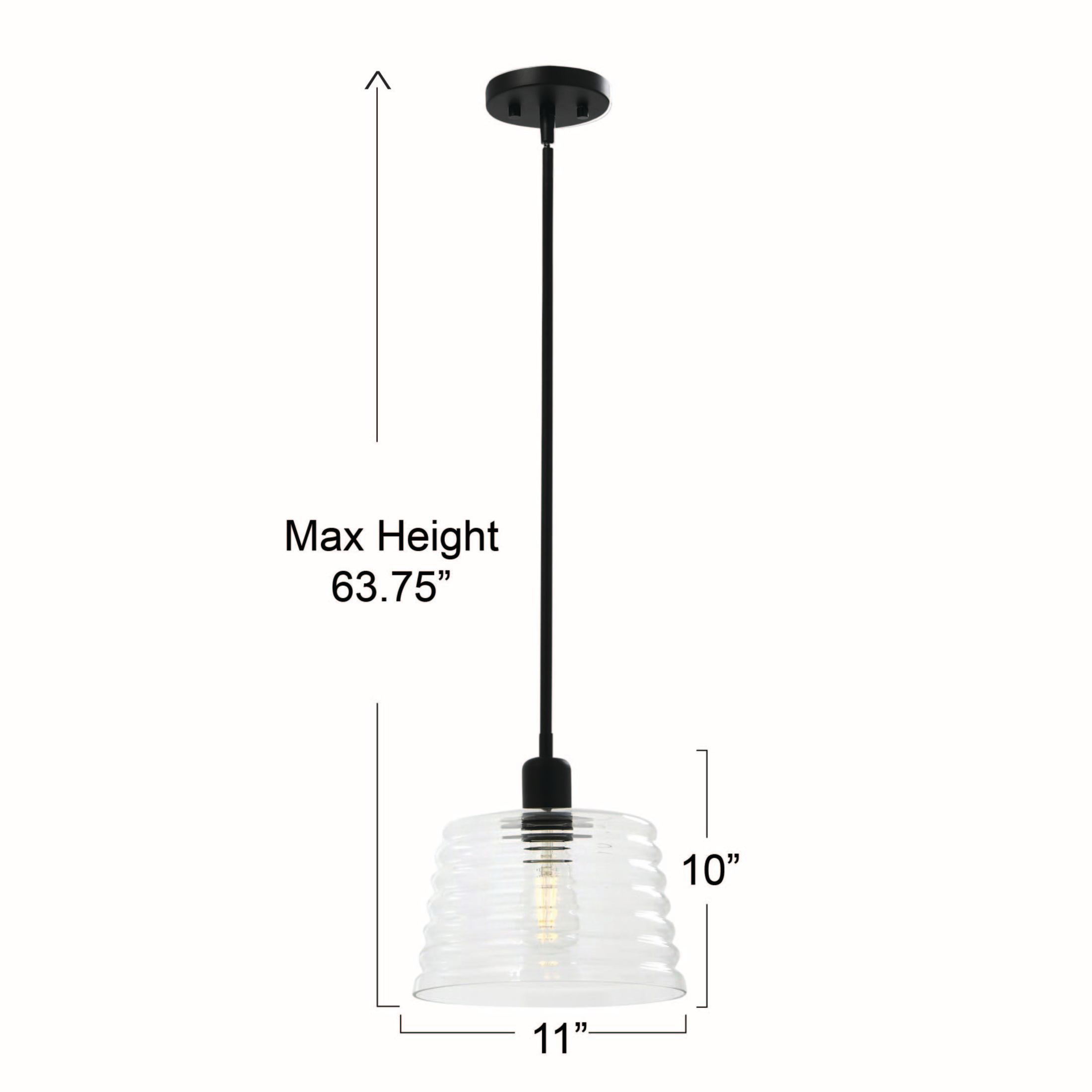 Creative Co-Op Robert Stevenson Lighting Rhodes - Metal and Clear Ribbed Glass Ceiling Light, Matte Black