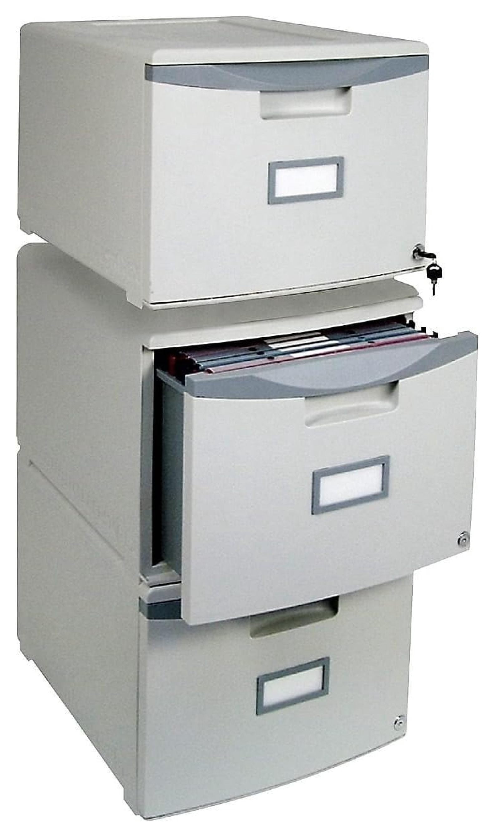 Plastic One-Drawer File Cabinet – Locking Document Organizer for Home and Office, Gray, 1-Pack (61251B01C)