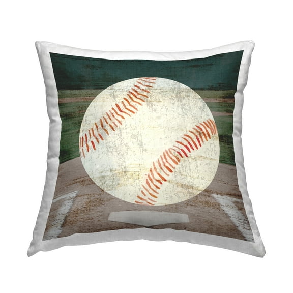 Stupell Industries Baseball On Base Decorative Printed Throw Pillow, 18 x 18