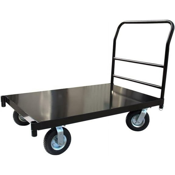 HPDAVV Steel Platform Truck / Smooth Deck Platform Truck Industrial Push Cart 48" L x 30" W Portable Dolly Large Flatbed with 8"x4" Wheels 1000lb Capacity, Black