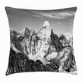 thumbnail image 1 of Black and White Decorations Throw Pillow Cushion Cover, Dramatic View Mountains Himalayas Peak Landscape Travel, Decorative Square Accent Pillow Case, 20 X 20 Inches, Black White Grey, by Ambesonne, 1 of 2