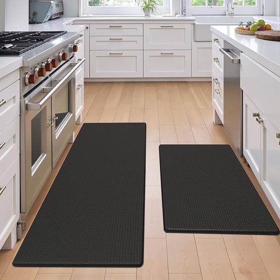 Kitchen Mats for Floor - 17"x59" Anti Fatigue Mats for Kitchen Floor - Non Slip Cushioned Rugs for Standing - Black