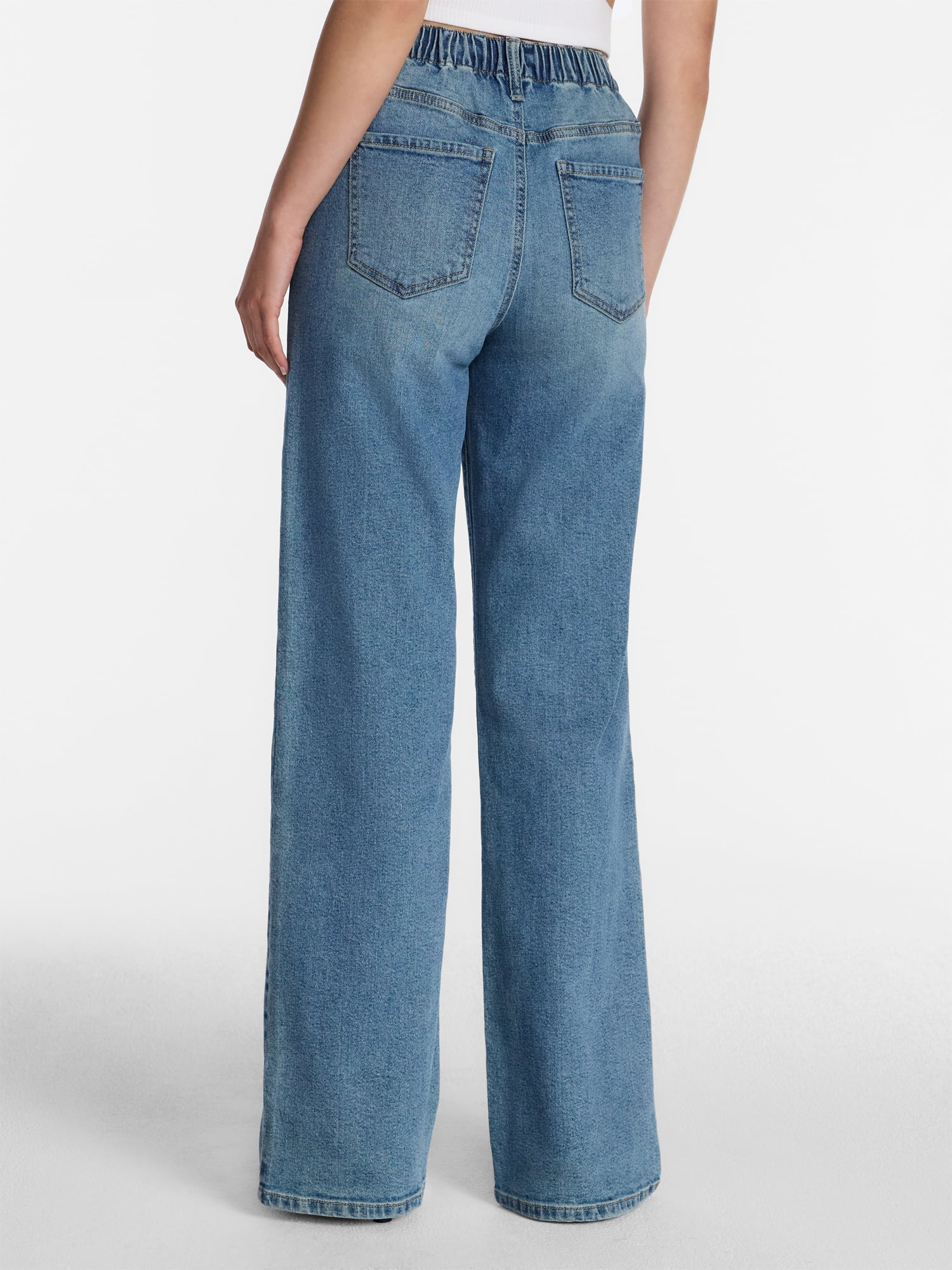 No Boundaries High Rise Baggy Wide Leg Jeans, 30" Inseam, Women's and Women's Plus Sizes XXS-4X